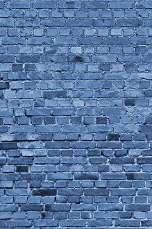 Blue Brick Wall Background Stampe: Blue brick wall, background