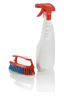 Cleaning Supplies Stampe: Bottle and brush