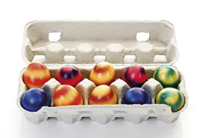 Colorful Easter Eggs Stampe: Box of colored easter eggs