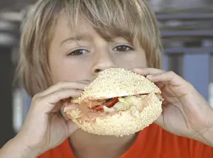 Calorie Rich Foods Stampe: Boy eats burger