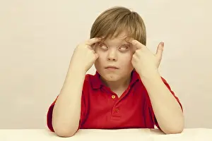 Caucasian Boy Portrait Stampe: Boy making a face