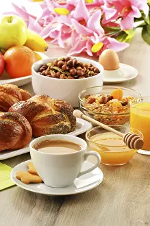 Breakfast With Coffee Stampe: Breakfast including coffee, bread