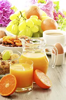 Healthy Breakfast Options Stampe: Breakfast including coffee, bread