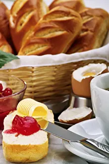 Orange Juice And Breakfast Stampe: Breakfast set