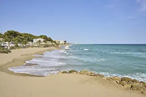 Catalan Shoreline Stampe: Breaking waves on a sandy beach