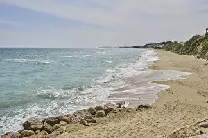 Catalan Shoreline Stampe: Breaking waves on a sandy beach