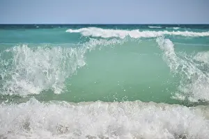 Catalan Shoreline Stampe: Breaking waves on a sandy beach