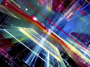 Colorful Digital Art Stampe: Bright colored technology background - abstract computer-generated image
