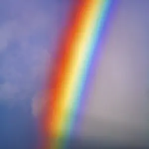 Overcast Sky Background Image Stampe: Bright rainbow, segment in cloudy sky