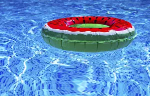 Summer Holiday Photography Stampe: A bright ring-a float, with a watermelon
