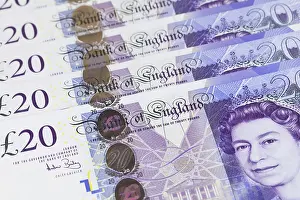 Studio Shot Finance Stampe: British twenty pound notes