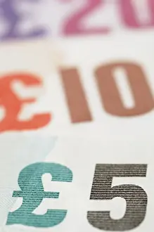 Close Up Money Stampe: British Pound Notes Close Up