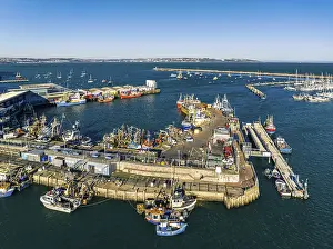 Drone Photography Devon England Stampe: Brixham Harbour from a drone, Devon