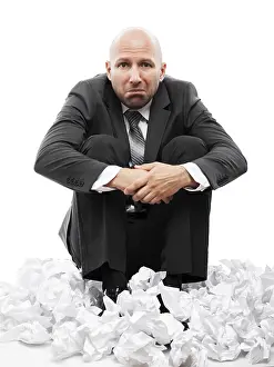 Tired Businessperson Stampe: Business problems and failure at work concept
