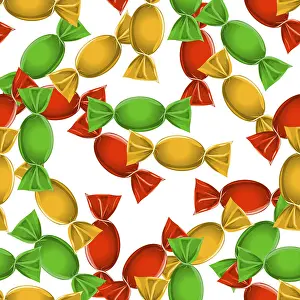 White Background Dessert Stampe: Candy seamless pattern over white