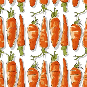 Healthy Eating Pattern Stampe: Carrots repeating pattern, editable vector template