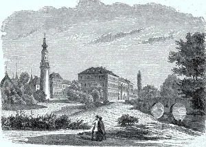 Castle In Central Europe Stampe: The castle in Weimar in 1878, Thuringia