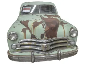 Deserted Classic Car Stampe: Rusty oldtimer with white backround