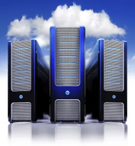 Cloud Computing Concept Stampe: Rendering of a cloud computing concept