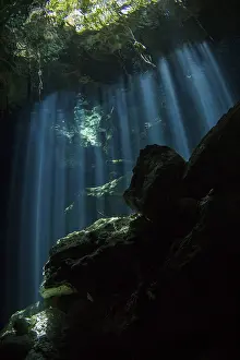 Underwater Cave Photography Stampe: Cave of light from the cave ceiling