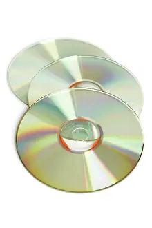 Plain Colored Background Stampe: Three cd on a white background