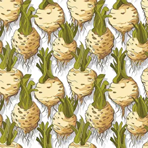 Healthy Eating Symbol Stampe: Celery roots repeating pattern