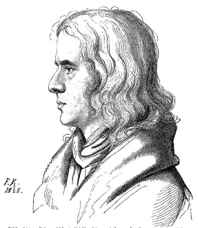 German Literature Authors Stampe: Chamisso's portrait from 1828