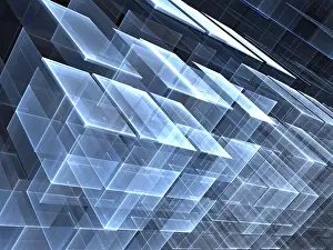 Web Design Fractals Stampe: Chaos cubes background - abstract computer-generated image