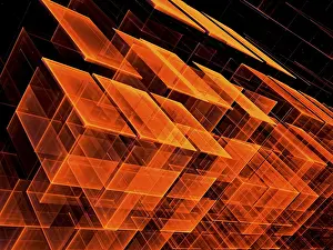 Computer Generated Fractals Stampe: Chaos cubes background - abstract computer-generated image