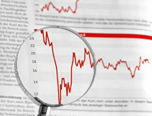 Stock Chart Analysis Stampe: Chart under a magnifier