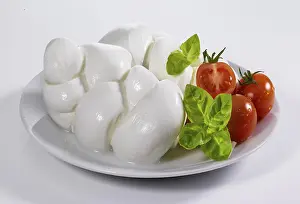 Bright Background Studio Shot Stampe: Cheese, mozzarella, on a light background