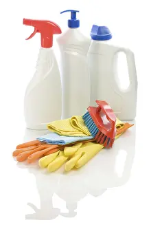 Bright Studio Photography Setup Stampe: Cleaning objects isolated