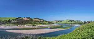 Stampe di Scogliere e rocce vicino alla spiaggia di Bantham, Kingsbridge, Devon, Inghilterra, Regno Unito Kingsbridge Stampe: Scogli e rocce a fianco della spiaggia di Bantham.