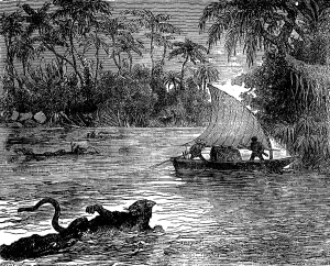 Wild Animal Depiction Stampe: Clinging to the floating corpse