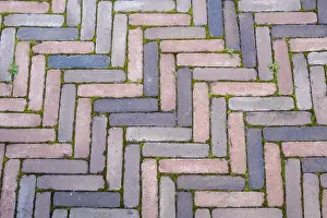 Münsterland Germany Stampe: Clinker paving in herringbone pattern