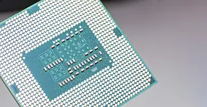 Close Up Computer Hardware Stampe: Close up of contacts of a computer microprocessor