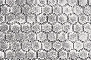 Urban Architecture Details Stampe: Close-up of a modern pavement featuring hexagonal tile patterns