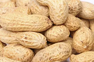 Studio Shot Of Peanuts Stampe: Close-up of some peanuts. background of some peanuts