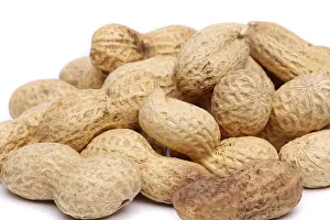 Studio Shot Of Peanuts Stampe: Close-up of some peanuts. background of some peanuts