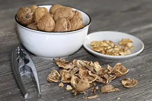Walnut Close Up Stampe: Close-up of walnuts on the table