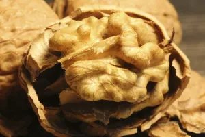 Walnut Nutrition Facts Stampe: Close-up of walnuts on the table