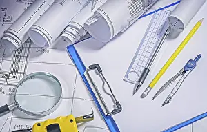Close Up Architecture Stampe: Close up view on architect tools
