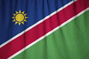Ruffled National Flag Stampe: Closeup of Ruffled Namibia Flag
