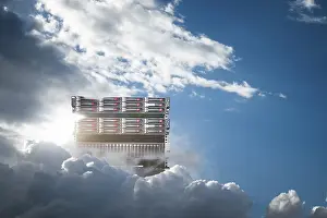Data Transmission Concept Stampe: Cloud computing technology Concept of a modern data storage medium in the cloud