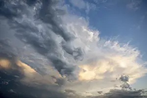 Baden Wurttemberg Landscape Stampe: Cloud formation cumulus cloud (Cumulus) in front of sunset