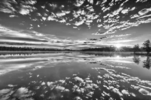 Swedish Nature Photography Stampe: Cloud reflection in a forest lake