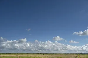Deserted German Beach Stampe: Clouds above the lagoon landscape