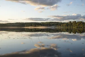 Atmospheric Evening Light Shot Stampe: Clouds reflected on the water surface