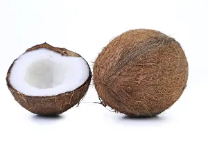 Bright Studio Shot Stampe: Coconut and slice on a white background
