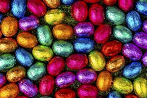 Easter Candy Stampe: Colourful Easter candy on grass